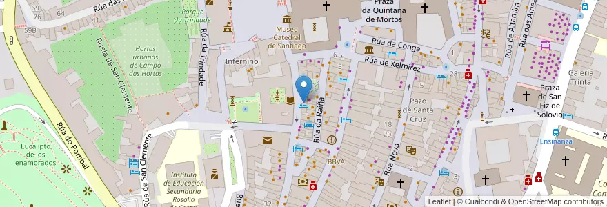 Mapa de ubicacion de Bar Fonseca en Испания, Галисия, А-Корунья, Santiago, Santiago De Compostela.
