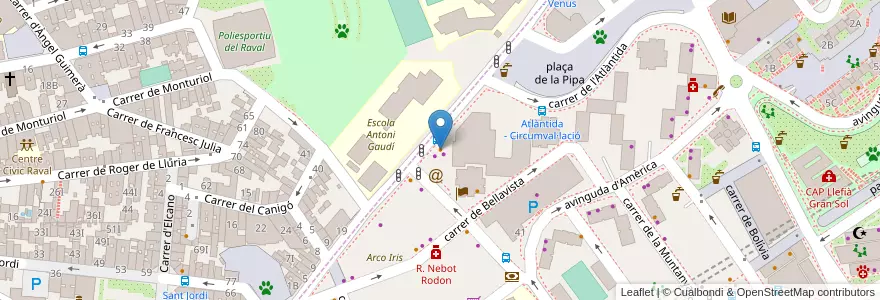 Mapa de ubicacion de Bar Frankfurt Polideportivo en スペイン, カタルーニャ州, Barcelona, バルサルネス, Badalona, Santa Coloma De Gramenet.