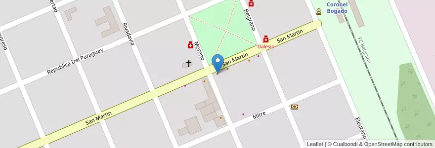 Mapa de ubicacion de Bar Furlán en Argentinien, Santa Fe, Departamento Rosario, Municipio De Coronel Bogado, Coronel Bogado.