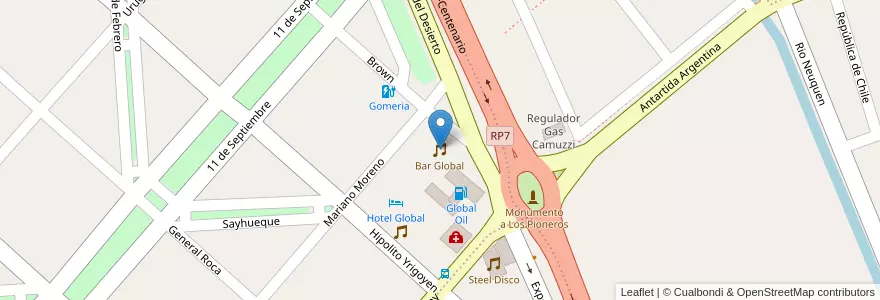 Mapa de ubicacion de Bar Global en Аргентина, Чили, Неукен, Departamento Confluencia, Centenario.