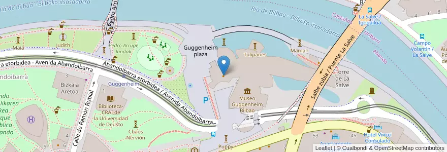 Mapa de ubicacion de Bar Guggenheim Bilbao en 西班牙, 巴斯克, 比斯开, Bilboaldea, 毕尔巴鄂.