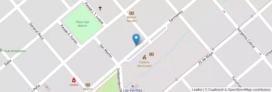 Mapa de ubicacion de Bar Imperial en Arjantin, Córdoba, Departamento San Justo, Pedanía Sacanta, Municipio De Las Varillas, Las Varillas.