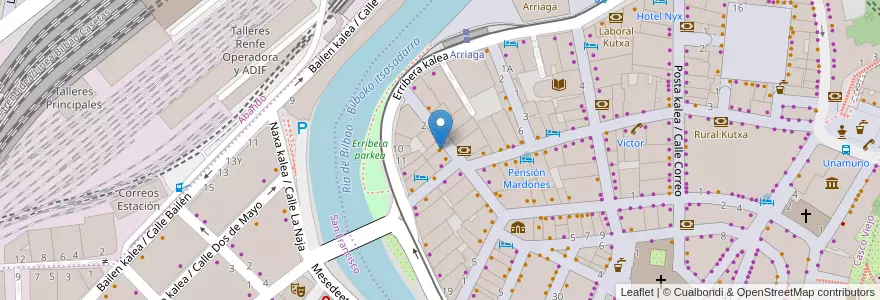 Mapa de ubicacion de Bar Irrintzi en İspanya, Bask Bölgesi, Bizkaia, Bilboaldea, Bilbao.