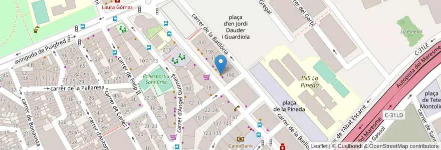 Mapa de ubicacion de Bar J. M. Americano en اسپانیا, Catalunya, Barcelona, Barcelonès, Badalona.