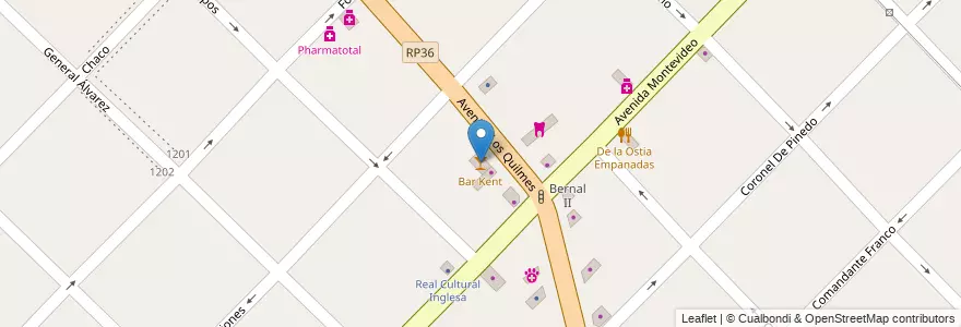 Mapa de ubicacion de Bar Kent en Argentina, Buenos Aires, Partido De Quilmes, Bernal.