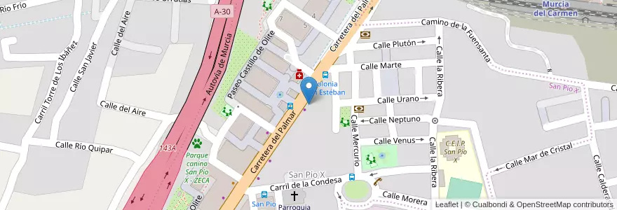 Mapa de ubicacion de Bar la Campana en スペイン, ムルシア州, ムルシア州, Área Metropolitana De Murcia, Murcia.