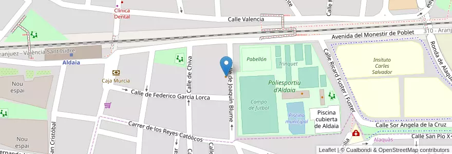 Mapa de ubicacion de Bar La Casa Nostra en إسبانيا, منطقة بلنسية, فالنسيا, L'Horta Oest, Aldaia.