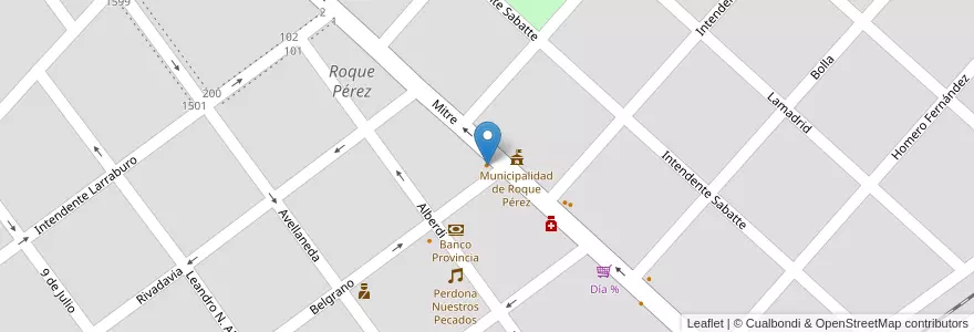 Mapa de ubicacion de Bar La Esquina en アルゼンチン, ブエノスアイレス州, Partido De Roque Pérez, Roque Pérez.