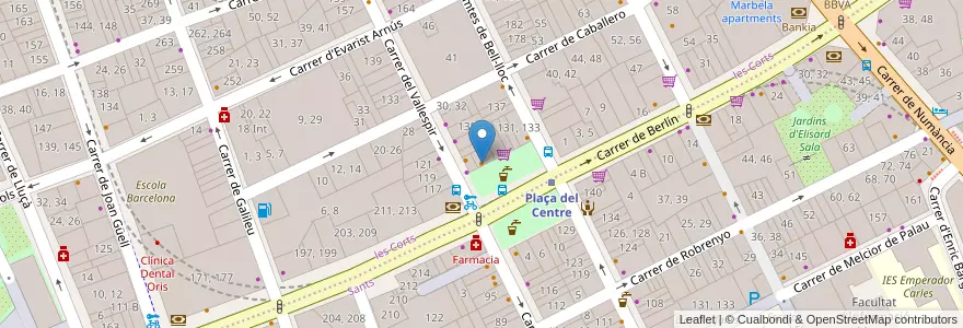 Mapa de ubicacion de Bar la Granja en 스페인, Catalunya, Barcelona, Barcelonès, 바르셀로나.