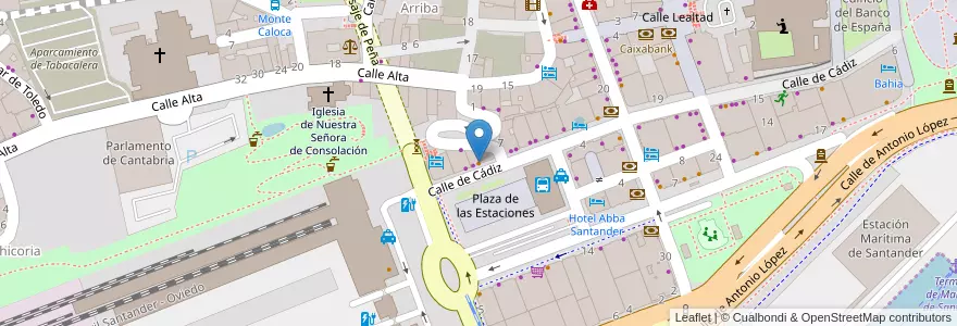 Mapa de ubicacion de Bar La Habana en اسپانیا, Cantabria, استان کانتابریا, Santander, Santander.