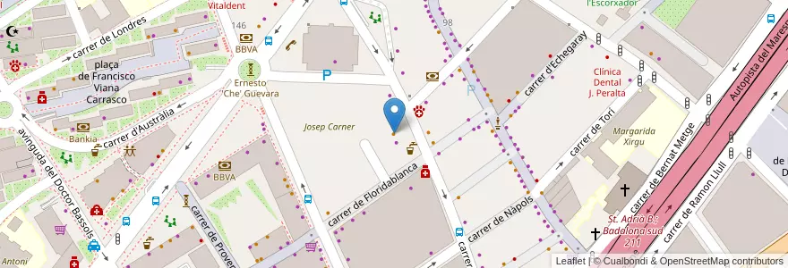 Mapa de ubicacion de Bar La parada en スペイン, カタルーニャ州, Barcelona, バルサルネス, Badalona.
