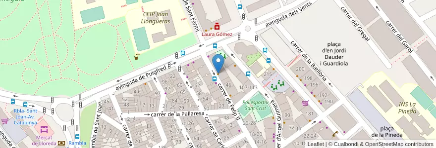 Mapa de ubicacion de Bar La Penya en 스페인, Catalunya, Barcelona, Barcelonès, Badalona.