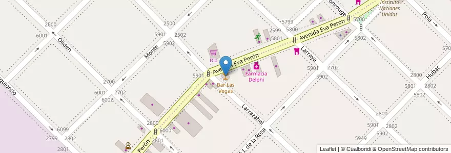 Mapa de ubicacion de Bar Las Vegas, Villa Lugano en 阿根廷, Ciudad Autónoma De Buenos Aires, Comuna 9, 布宜诺斯艾利斯.