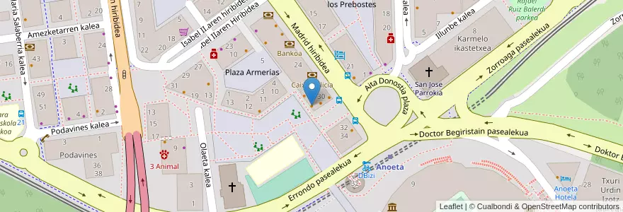 Mapa de ubicacion de Bar Maite en إسبانيا, إقليم الباسك, غيبوثكوا, Donostialdea, سان سيباستيان.