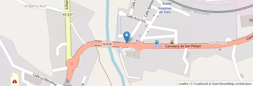 Mapa de ubicacion de bar Mapi en اسپانیا, آستوریاس, آستوریاس, Grau/Grado.