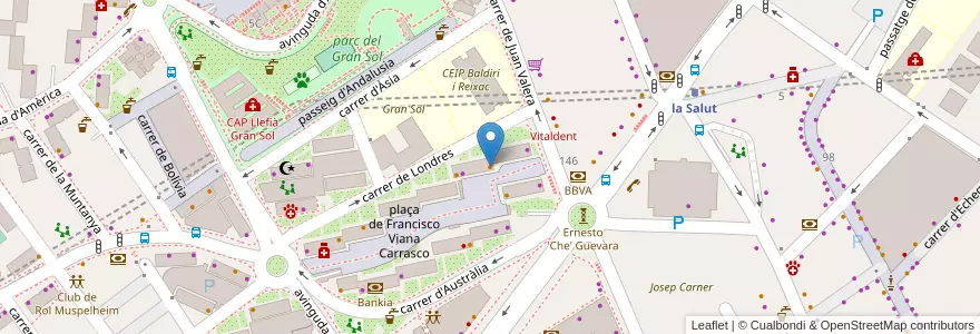 Mapa de ubicacion de Bar Márquez en إسبانيا, كتالونيا, برشلونة, بارسلونس, Badalona.