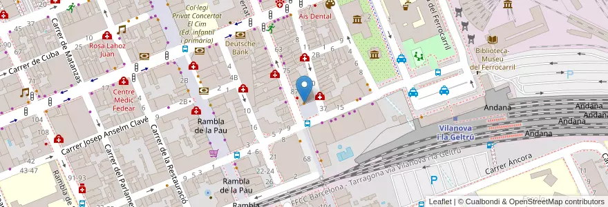 Mapa de ubicacion de Bar Melody en Испания, Каталония, Барселона, Гарраф, Vilanova I La Geltrú.