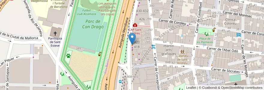 Mapa de ubicacion de Bar Meridiana en スペイン, カタルーニャ州, Barcelona, バルサルネス, Barcelona.