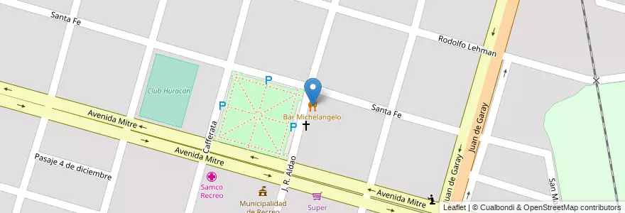 Mapa de ubicacion de Bar Michelangelo en الأرجنتين, سانتا في, إدارة العاصمة, Municipio De Recreo.
