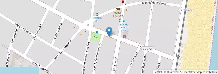 Mapa de ubicacion de bar Miguel en Spanje, Valencia, Alicante, L'Alacantí.