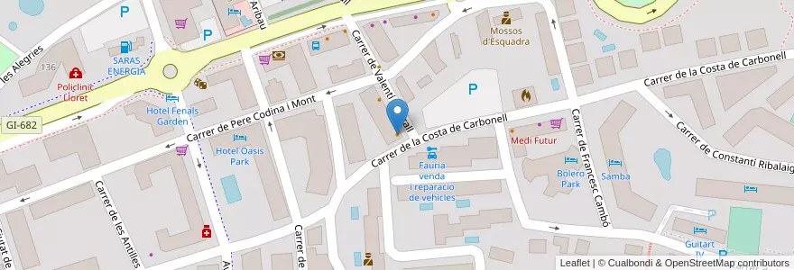 Mapa de ubicacion de Bar Moncayo en Испания, Каталония, Жирона, Selva, Льорет-Де-Мар.