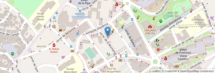 Mapa de ubicacion de Bar Montaña en Espagne, Catalogne, Barcelone, Barcelonais, Badalona.
