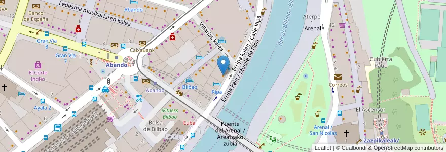 Mapa de ubicacion de Bar Muelle en İspanya, Bask Bölgesi, Bizkaia, Bilboaldea, Bilbao.