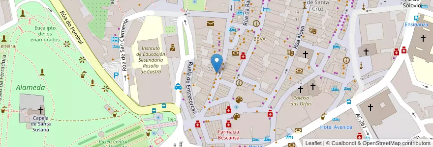 Mapa de ubicacion de Bar O Barrll en Sepanyol, Galicia / Galiza, A Coruña, Santiago, Santiago De Compostela.