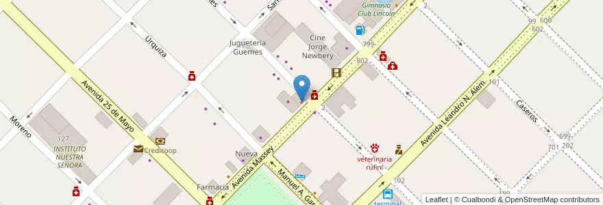 Mapa de ubicacion de Bar Ocio en الأرجنتين, بوينس آيرس, Partido De Lincoln.