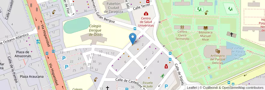 Mapa de ubicacion de Bar Panamá en 스페인, Aragón, 사라고사, Zaragoza, 사라고사.