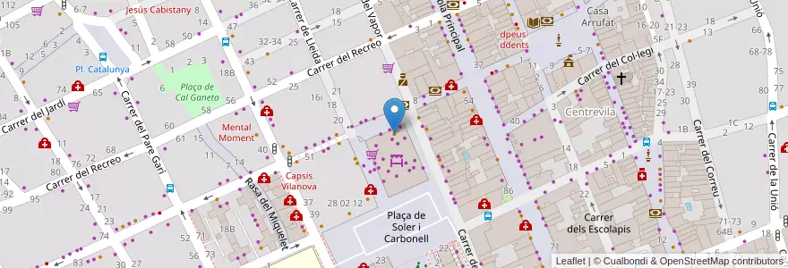 Mapa de ubicacion de Bar Plaça (parada 54 MC) en 西班牙, Catalunya, Barcelona, Garraf, Vilanova I La Geltrú.