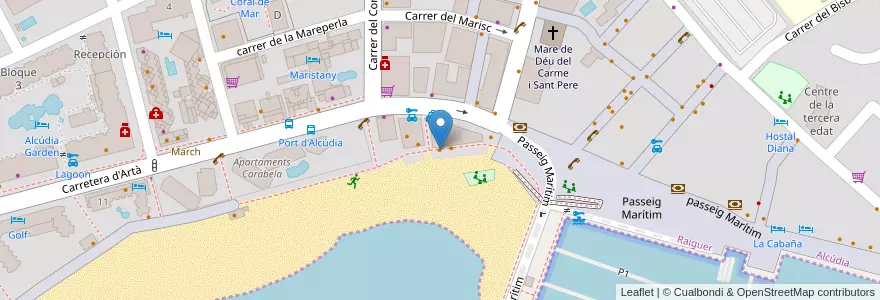 Mapa de ubicacion de Bar Playa en Espagne, Îles Baléares, Espagne (Eaux Territoriales), Raiguer, Îles Baléares, Alcúdia.