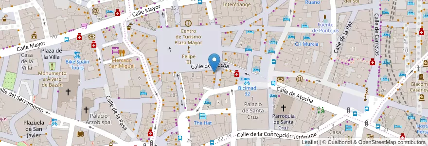 Mapa de ubicacion de Bar Plaza Mayor en Spanien, Autonome Gemeinschaft Madrid, Autonome Gemeinschaft Madrid, Área Metropolitana De Madrid Y Corredor Del Henares, Madrid.