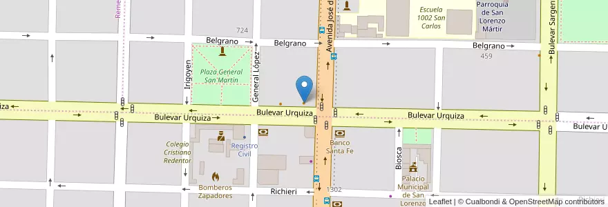 Mapa de ubicacion de Bar Progreso en Argentinië, Santa Fe, Departamento San Lorenzo, Municipio De San Lorenzo, San Lorenzo.