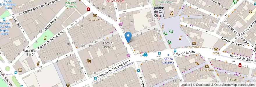 Mapa de ubicacion de Bar Pujadas en スペイン, カタルーニャ州, Barcelona, バルサルネス, Santa Coloma De Gramenet.