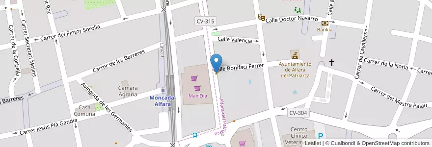 Mapa de ubicacion de Bar Racó de Vega en スペイン, バレンシア州, València / Valencia, L'Horta Nord, Moncada.