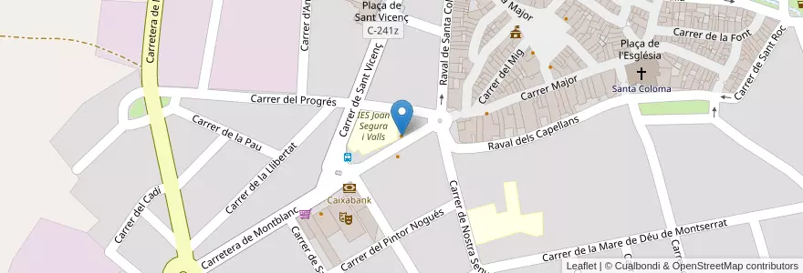 Mapa de ubicacion de Bar - Restaurant Cal Joan en 西班牙, Catalunya, Tarragona, Conca De Barberà, Santa Coloma De Queralt.