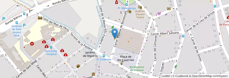 Mapa de ubicacion de Bar-restaurant Izan en إسبانيا, كتالونيا, برشلونة, Garraf, Vilanova I La Geltrú.