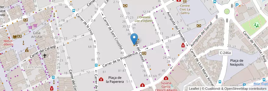 Mapa de ubicacion de Bar Restaurant La Fonda en Espanha, Catalunha, Barcelona, Garraf, Vilanova I La Geltrú.