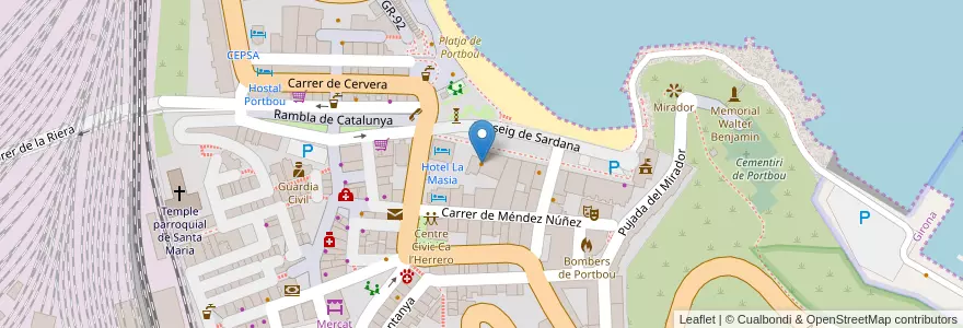 Mapa de ubicacion de Bar Restaurant L'ancora en スペイン, カタルーニャ州, Portbou, ジローナ, Alt Empordà, Portbou.