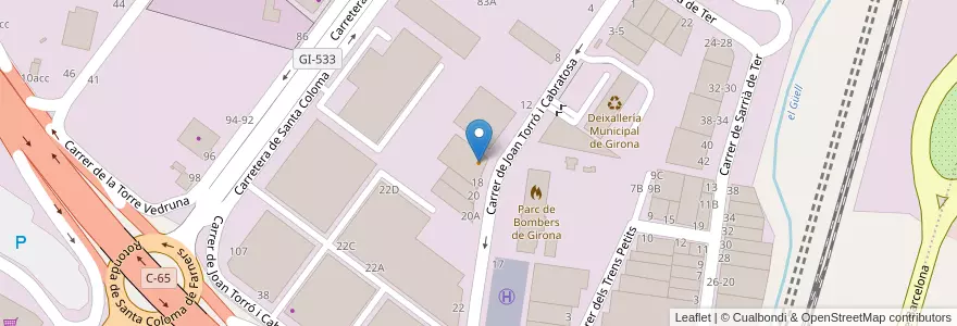 Mapa de ubicacion de Bar Restaurant Mas Xirgu en إسبانيا, كتالونيا, جرندة, Gironès, جرندة.