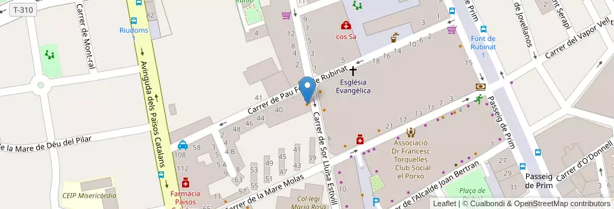 Mapa de ubicacion de Bar Restaurant Oasis en Espagne, Catalogne, Tarragone, Basse-Campagne, Reus.
