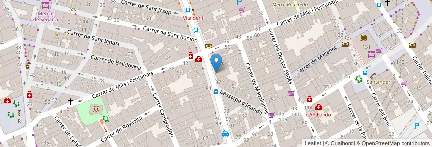 Mapa de ubicacion de Bar restaurante Blanquita en スペイン, カタルーニャ州, Barcelona, バルサルネス, Badalona, Santa Coloma De Gramenet.
