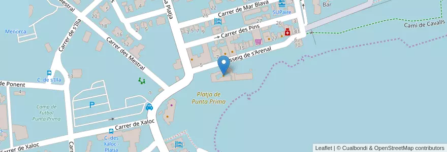 Mapa de ubicacion de Bar Restaurante Noray en スペイン, バレアレス諸島, España (Mar Territorial), Menorca, バレアレス諸島.