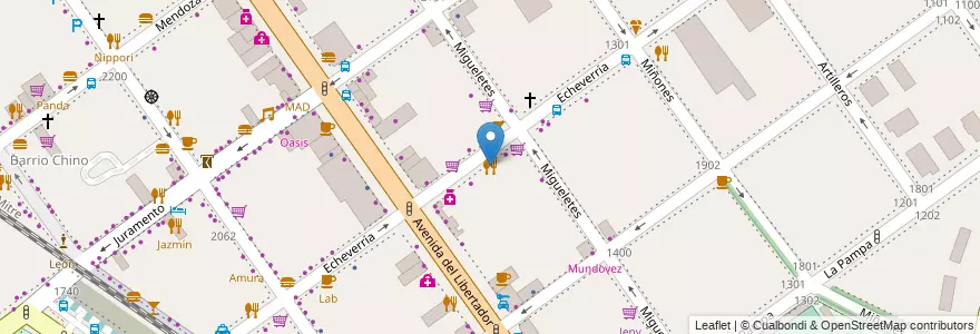 Mapa de ubicacion de Bar Retto, Belgrano en アルゼンチン, Ciudad Autónoma De Buenos Aires, ブエノスアイレス, Comuna 13.