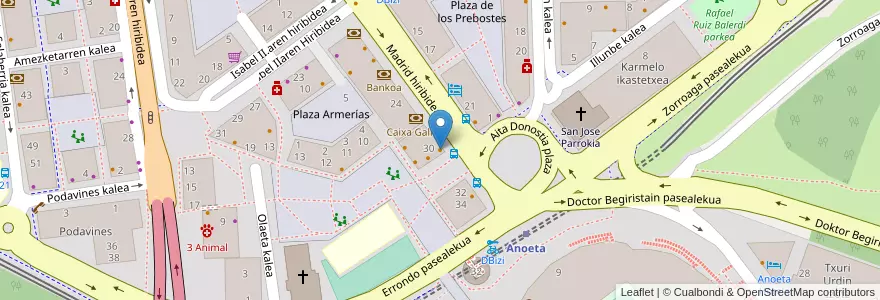 Mapa de ubicacion de Bar Sacha en İspanya, Bask Bölgesi, Gipuzkoa, Donostialdea, Donostia/San Sebastián.