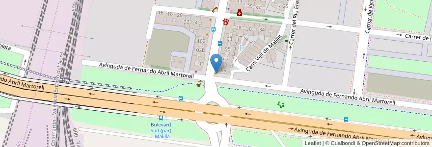 Mapa de ubicacion de Bar Sandra en Испания, Валенсия, Валенсия, Comarca De València, Валенсия.
