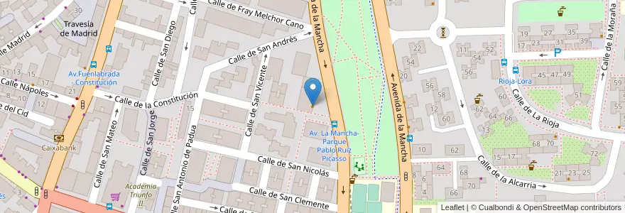 Mapa de ubicacion de Bar Sandy'S en スペイン, マドリード州, Comunidad De Madrid, Área Metropolitana De Madrid Y Corredor Del Henares, Leganés.