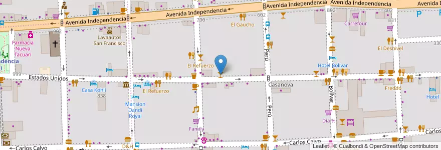 Mapa de ubicacion de Bar Setenta y Siete, San Telmo en アルゼンチン, Ciudad Autónoma De Buenos Aires, Comuna 1, ブエノスアイレス.