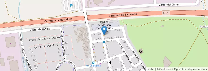 Mapa de ubicacion de Bar Tacó en スペイン, カタルーニャ州, Barcelona, Garraf, Vilanova I La Geltrú.